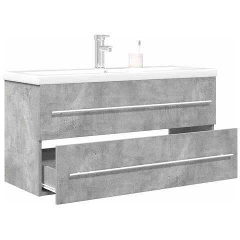 Set Mobili da Bagno 2 pz Grigio Cemento in Legno Multistrato - Foto 2