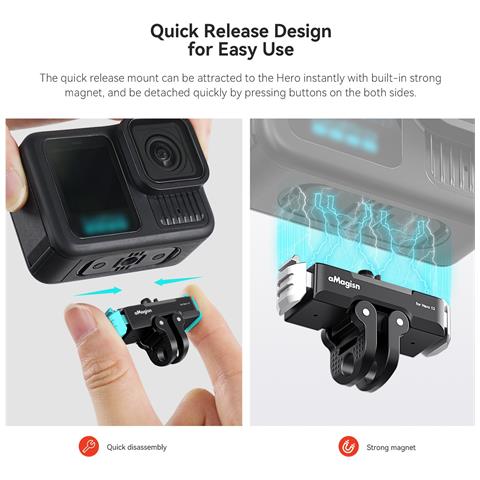 Base A Sgancio Rapido Magnetica In Metallo Hero13 Compatibile Con Gopro Hero13, Attacco A Doppia Interfaccia - Foto 7