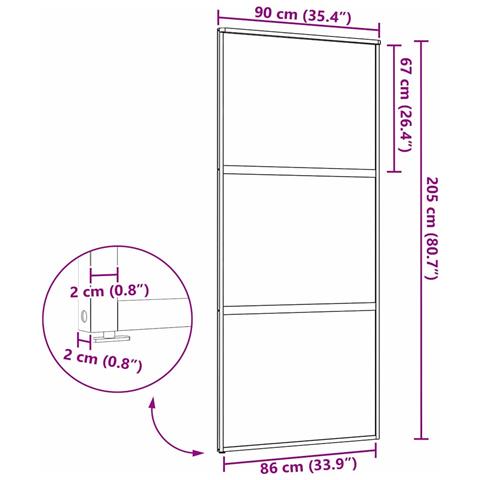 Porta scorrevole Nero 90 x 205 cm Vetro temperato, Alluminio - Foto 6