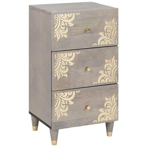 Credenza Grigio e Oro 40 x 33.5 x 75 cm Legno massello di mango - Foto 1