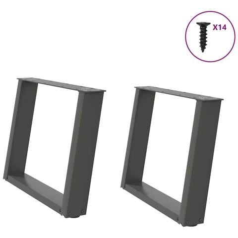 Gambe per Tavolino da Caffè a Forma di U 2 pz Antracite 70x(42-43) cm Acciaio - Foto 1