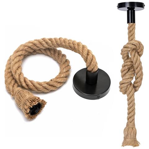 Lampada Sospensione Industri-canapa 1m – Lampada Vintage Stile Retrò E27 - Foto 1