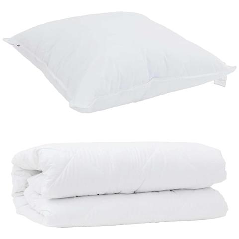 Piumone con Cuscino 2 pcs Bianco 140 x 220 cm Microfibra - Foto 1