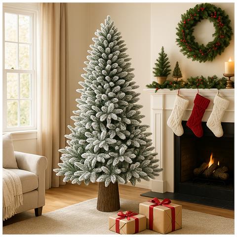 Albero Di Natale Royal 180cm Innevato Base Troco Realistica 948 Punte Foltissimo - Foto 5