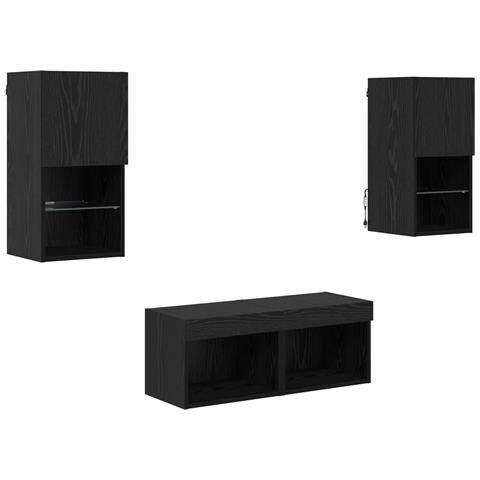 Mobiletti TV da Parete 4 pcs Rovere Nero 30,5 x 30 x 60 cm - Foto 1