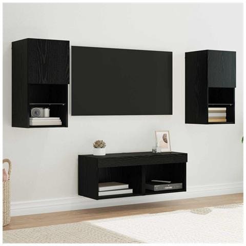 Mobiletti TV da Parete 4 pcs Rovere Nero 30,5 x 30 x 60 cm - Foto 2