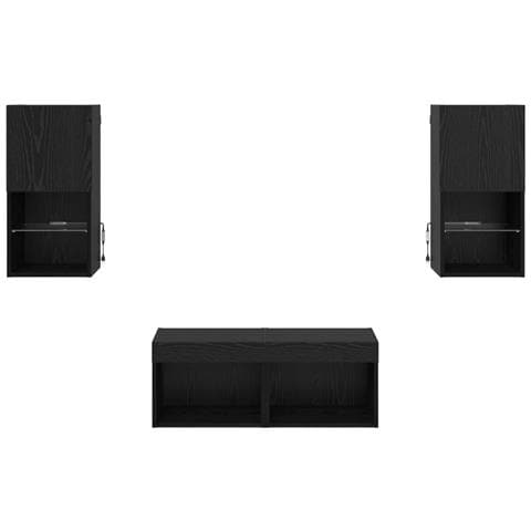 Mobiletti TV da Parete 4 pcs Rovere Nero 30,5 x 30 x 60 cm - Foto 9