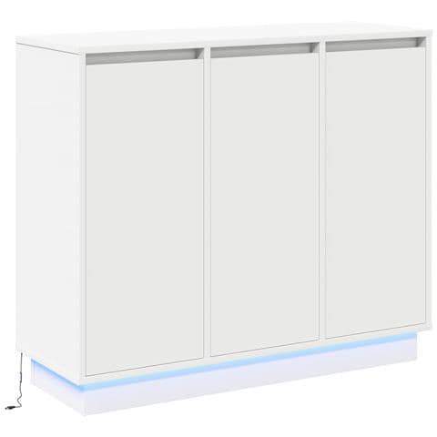 Madia LED Bianco 90 x 32 x 75 cm Legno multistrato - Foto 1