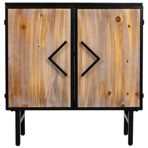 Credenza In Metallo E Legno 2 Ante, Nero 75x35x81h Cm - Foto 2