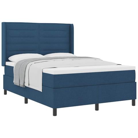 Letto a molle con materasso Blu 140 x 200 cm Tessuto - Foto 1