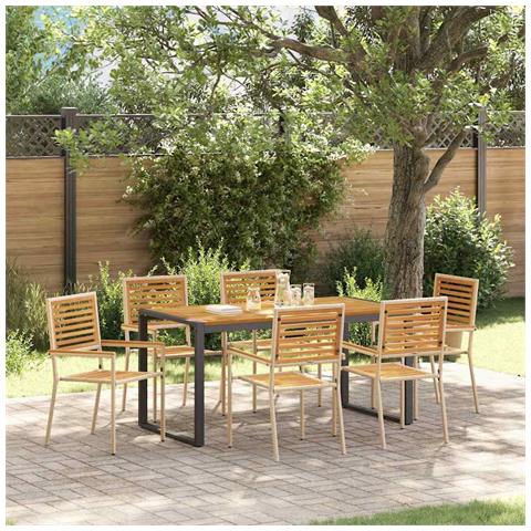 Set da Pranzo per Giardino 7 pcs Beige e Marrone polyrattan - Foto 2