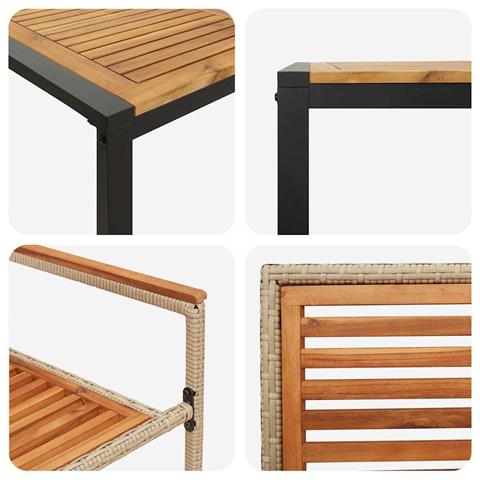 Set da Pranzo per Giardino 7 pcs Beige e Marrone polyrattan - Foto 9