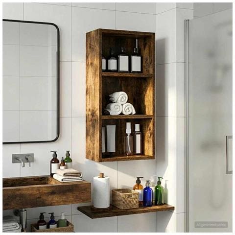 Armadio da bagno a muro Quercia Affumicata 30 x 16 x 62,5 cm - Foto 2