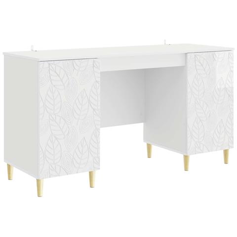 Scrivania Bianco Lucido Legno ingegnerizzato 142,5 x 50 x 75 cm - Foto 1