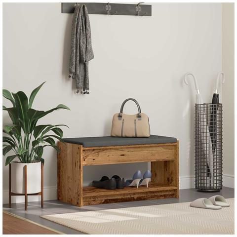 Panca per ingresso con cuscino Legno vecchio 83 x 38 x 45 cm - Foto 2