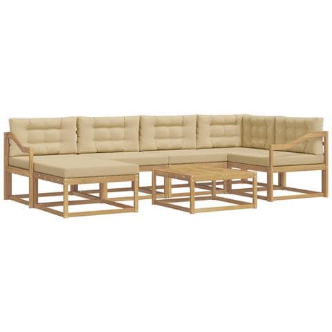 Set di divani da esterno 7 pcs Bianco e Beige - Foto 1