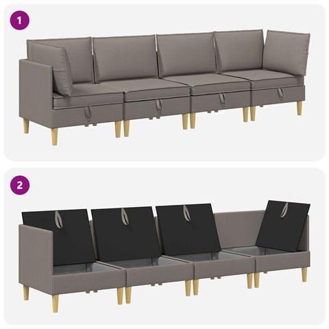 Set di divani modulari con spazio di archiviazione 4 pcs - Foto 8