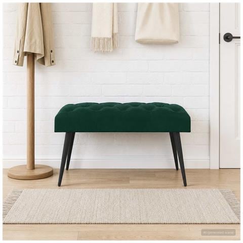 Panchina con bottoni imbottiti Verde Scuro 80 x 40 x 46 cm - Foto 2