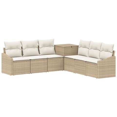 Set di divani 7 pcs Beige e Bianco Crema - Foto 1