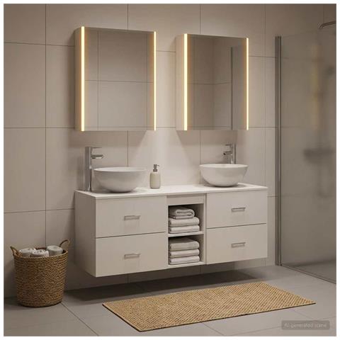 Set di mobili per il bagno 5 pcs Bianco - Foto 2