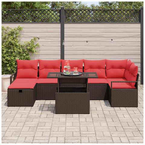 Set Divano da Giardino 8 pz Marrone polyrattan - Foto 10