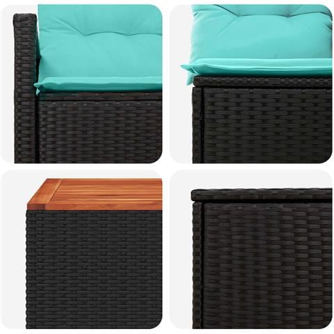 Set di divani 8 pz Nero e Blu Rattan sintetico e Acciaio - Foto 2