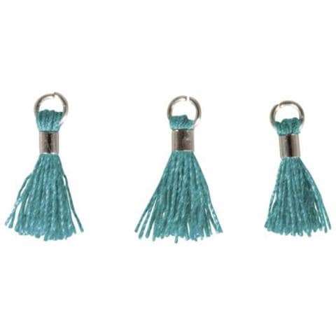 Set Di 3 Nappe Petrolio / argento 15 Mm Con Occhiello - Foto 1