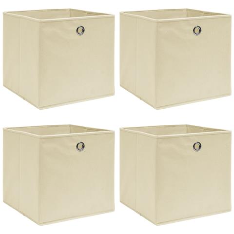 Scatole Portaoggetti con Coperchi 4pz Crema 32x32x32 cm Tessuto - Foto 1