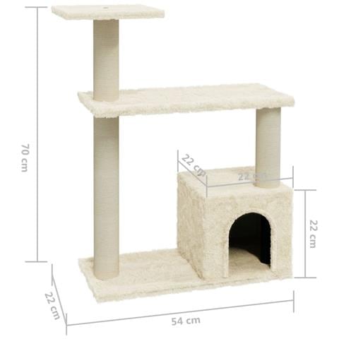 Albero Per Gatti Con Tiragraffi In Sisal Crema 70 Cm - Foto 2