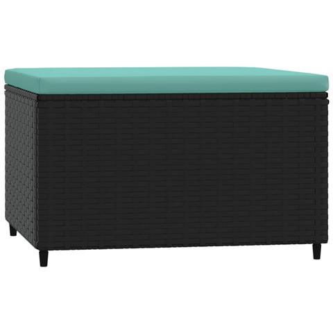 Poggiapiedi Da Giardino Con Cuscini In Polyrattan Nero - Foto 2