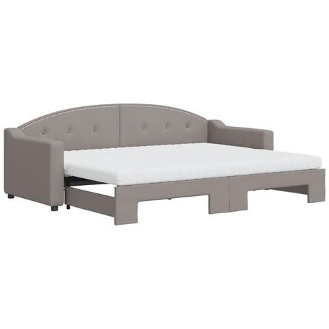 Divano Letto Estraibile Con Materassi Tortora 80x200 Cm Tessuto - Foto 1