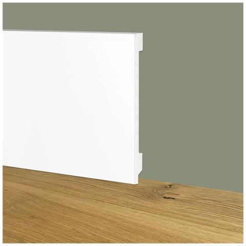 76ml Bancale Di Battiscopa Bianco Squadrato Passacavo 100x15x2000mm In Polimeri - Polistrutturato - Foto 1