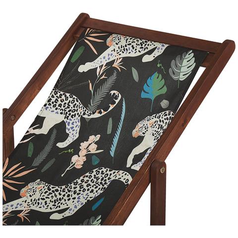 Set Di 2 Sedie A Sdraio Legno Acacia Scuro Fantasia Ghepardi Nero Anzio - Foto 2