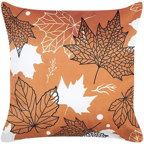 Set Di 2 Cuscini Poinsettia Velluto 45 X 45 Cm Arancione Trama Di Piante - Foto 2