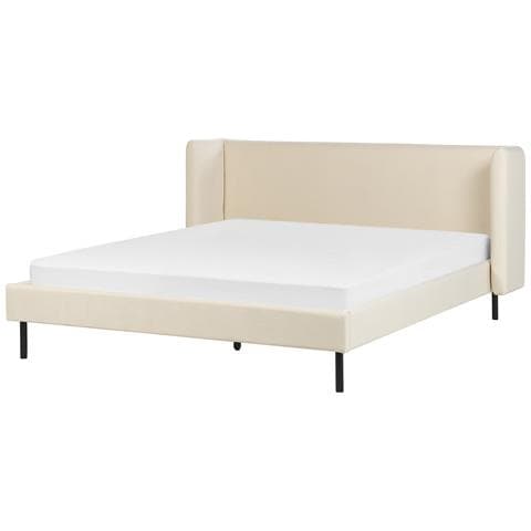 Letto Matrimoniale Velluto Beige 160 X 200 Cm Arette - Foto 2