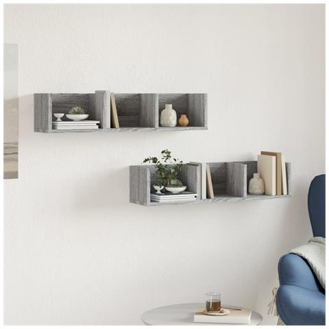 Mobili Parete 2 Pz Grigio Sonoma 75x18x16,5 Cm In Multistrato - Foto 3
