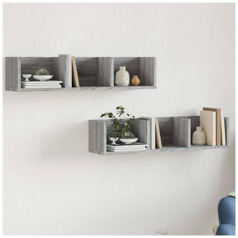 Mobili Parete 2 Pz Grigio Sonoma 75x18x16,5 Cm In Multistrato - Foto 1