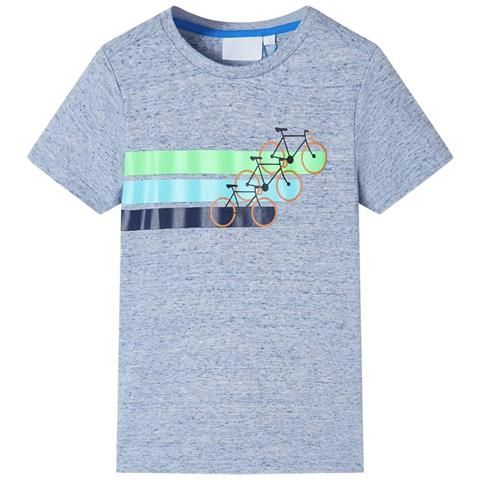 Maglietta Da Bambino A Maniche Corte Blu Mélange 116 - Foto 1