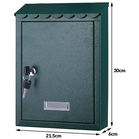 Cassetta Postale Parete In Acciaio Porta Lettere Posta Esterno Con Chiave Verde - Foto 2