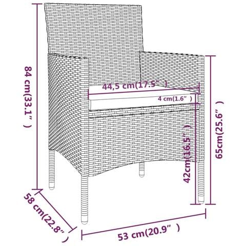 Set Bistrot Giardino 5 pz Polyrattan e Vetro Temperato Marrone - Foto 8