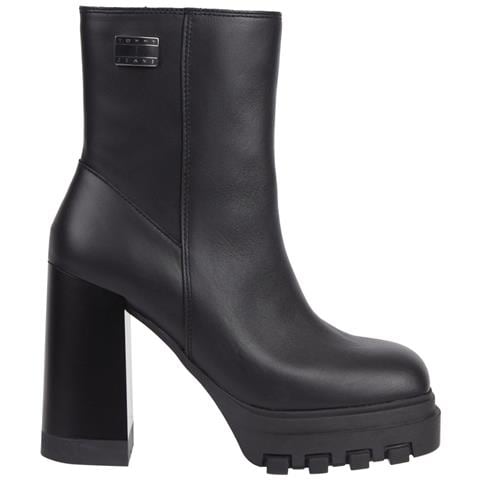 High Heel Ankle Boot Stivaletti Pelle Scarpe Donna Nero Eu 39, En0en02256 Bds - Foto 2