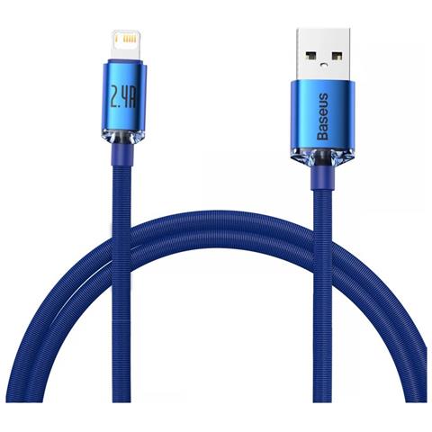 Cavo Da Lightning A Usb 20w Modello Crystal Shine Charge And Sync 1,2m, Blu - Foto 1