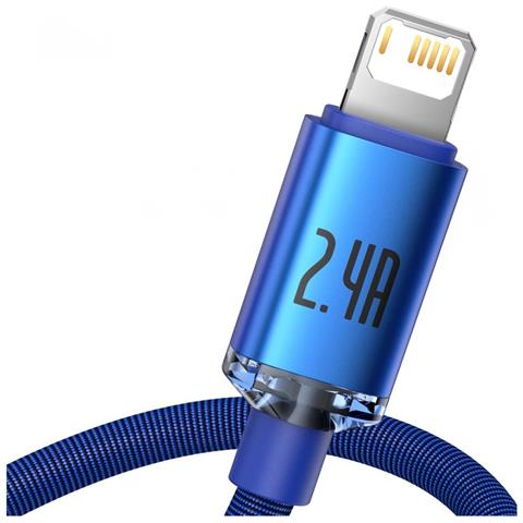 Cavo Da Lightning A Usb 20w Modello Crystal Shine Charge And Sync 1,2m, Blu - Foto 3