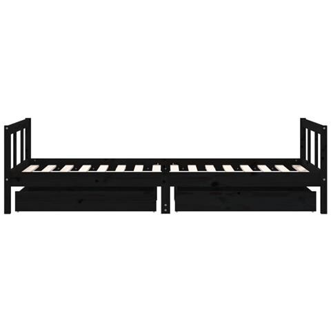 Giroletto Bambini con Cassetti Nero 90x200cm Massello di Pino - Foto 2