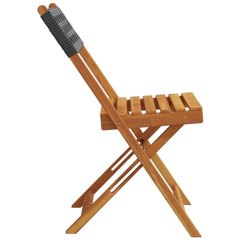 Sedie Giardino Pieghevoli 4pz Nere Polyrattan e Legno Massello - Foto 2