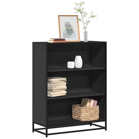 Libreria Nera 80,5x35x107,5 Cm In Legno Multistrato - Foto 1