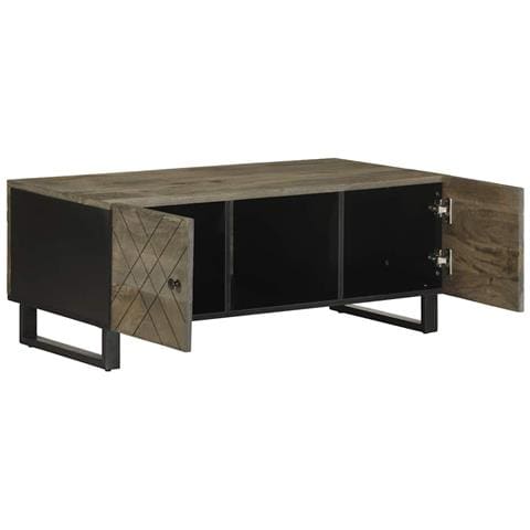 Tavolino Da Salotto Nero 100x54x40cm In Legno Massello Di Mango - Foto 2