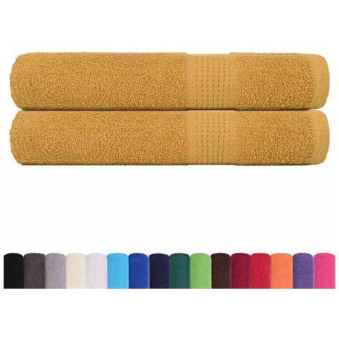 Asciugamani 2 Pz Oro 100x200 Cm 360 G/m 100% Cotone - Foto 2