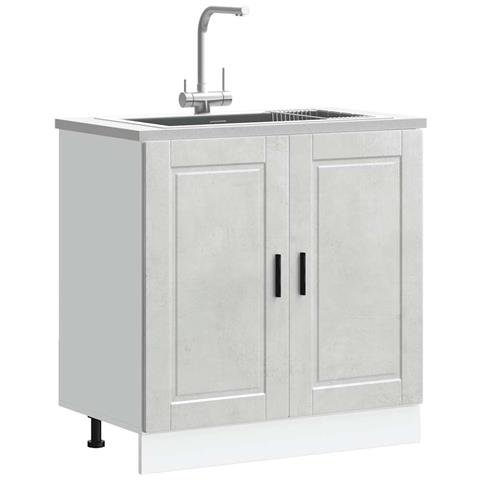 Mobile Base Lavello Porto Grigio Cemento 80x46x81,5 Cm - Foto 1