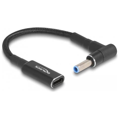 Cavo adattatore per portatile Cavo di ricarica USB Type-C femmina per HP 4,5 x 3,0 mm maschio 90° angolato 15 cm - Foto 1